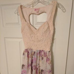 Floral dress with heart cutout back, size M